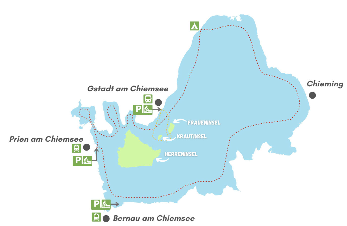 alternativtouren kajak chiemsee bayern karte