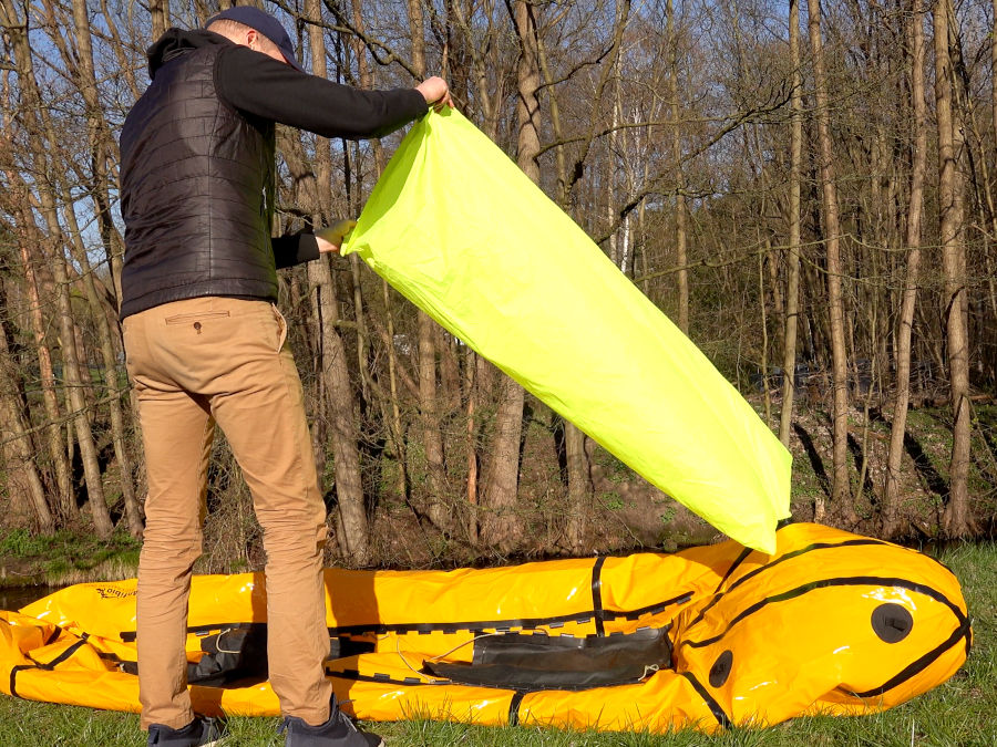 anfibio packraft omega kanu aufbau blasesack